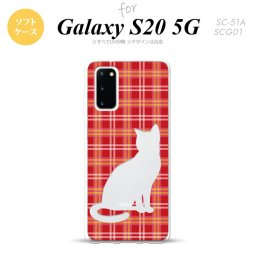 SC-51A SCG01 Galaxy S20 スマホケース ソフトケース 猫 チェック B 赤 メンズ レディース nk-s20-tp952