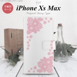 iPhone XS Max 手帳型 スマホ ケース カバー アイフォン ハイビスカスB ピンク【アイフォーン XS マックス,iPhone,XS,Max,メール便 送料無料】
