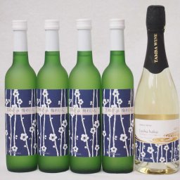 丹波梅ワインセット京都青谷梅わいん500ml×4本 京都青谷産スパークリング梅わいん750ml×1本