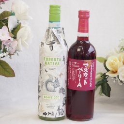 イタリアソアーヴェ白ワインと国産ワインセット(山梨県産葡萄100％使用 マスカットベーリーA赤ワイン ライトボディ(山梨県)720mlフォレスタ ナティヴァ ソアーヴェ (イタリア) 750ml