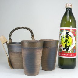 豪華酒器セット 陶芸作家　安藤嘉規作（黒糖焼酎　喜界島　900ｍｌ）焼酎ギフト