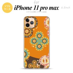 iPhone11ProMax iPhone11pro max スマホケース ソフトケース エスニック 花柄 オレンジ 茶 +アルファベット メンズ レディース nk-i11pm-tp1584i