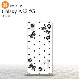 SC-56B Galaxy A22 スマホケース ソフトケース 花柄 ドット リボン 白 +アルファベット メンズ レディース nk-a22-tp353i