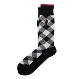 ポロラルフローレン：CASHMERE BUFFALO CHECK W. BEAR EMB BOOT ソックス (ホワイト)[ソックス/ 男性下着/ メンズインナー/人気ブランド/おすすめギフト/誕生日プレゼント/メンズファッション]