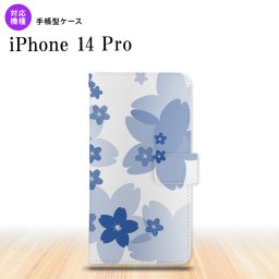 iPhone14 Pro iPhone14 Pro 手帳型スマホケース カバー 花柄 サクラ 青  nk-004s-i14p-dr059