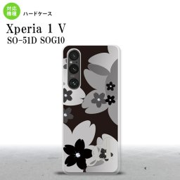 Xperia 1V Xperia 1V スマホケース 背面ケース ハードケース 花柄 サクラ C 黒 +アルファベット 2023年 6月発売 nk-xp15-061i