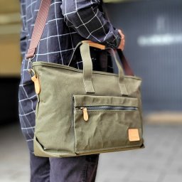 Pistache 2wayトートバッグ アーミーダック帆布