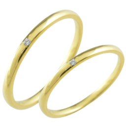 ペアリング 18金 結婚指輪 マリッジリング イエローゴールドk18 ダイヤモンド 18k シンプル リング ピンキーリング 甲丸 レディース シンプル ストレート