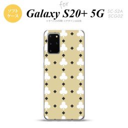 SC-52A SCG02 Galaxy S20+ 5G スマホケース ソフトケース トランプ クラブ ベージュ 白 メンズ レディース nk-s20p-tp535