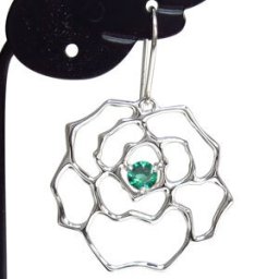エメラルド ピアス 薔薇 一粒 10金 ピアス