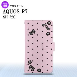SH-52C AQUOS R7 手帳型スマホケース カバー 花柄 ドット リボン ピンク  nk-004s-r7-dr351