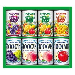 実りの秋の贈り物 すこやかファミリーギフト カゴメ 野菜生活100オリジナル･100CANピーチブレンド（各160g）×各2、野菜生活100（ベリーサラダ･マンゴーサラダ）･100CAN（アップル･グレープ）（各160g）×各1