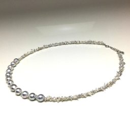 真珠 ネックレス パール アコヤ真珠天然ケシ アコヤ真珠 1連(約1.2mm) ホワイト シルバーブルー（ナチュラル）　 シルバー アジャスター 79562 イソワパール