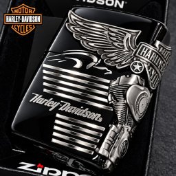 ZIPPO ハーレーダビッドソン ジッポ ライター イオンブラック＆ニッケルサテン 3面メタル 国内限定モデル 両面加工 黒銀 かっこいい おしゃれ メンズ ギフト プレゼント