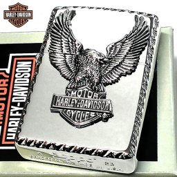 ZIPPO ライター HARLEY-DAVIDSON ジッポ ハーレー ダビッドソン イーグルメタル かっこいい シルバー 鷲  銀 鏡面 コーナーリューター加工 おしゃれ 渋い メンズ ギフト プレゼント