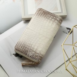 ヒマラヤクロコダイル ラウンドファスナー 長財布 レディース 一枚革 センター取り 財布 プレゼント ギフト 鰐 ワニ わに 鰐革 本革 サイフ 春財布 高級 白 ホワイト (06001843r) 敬老 アクスタポーチ 推し活ケース 定年退職 バレンタイン 成人祝い