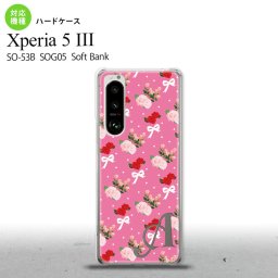 SO-53B SOG05 Xperia5III ケース ハードケース 花柄 バラ リボン ピンク ビビット +アルファベット オススメ 人気 おしゃれ スマート シンプル nk-xp53-262i