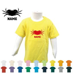 「カニ」名入れTシャツ/ベビー服 キッズ服 お名前 子供服 キッズウェア こども服 入園 入学 新学期 幼稚園 保育園 小学校 ベビーウェア 入園祝い 入学祝い 【ネコポス発送可】【cf_bst】アイテム 蟹、甲殻類、魚介、Crab