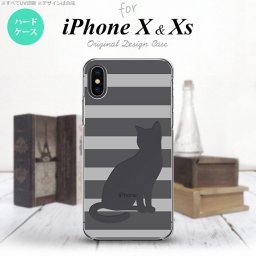 【iPhoneX】【スマホケース/スマホカバー】【アイフォンX】iPhoneX スマホケース カバー アイフォンX 猫 ボーダーグレーB nk-ipx-960【メール便送料無料】