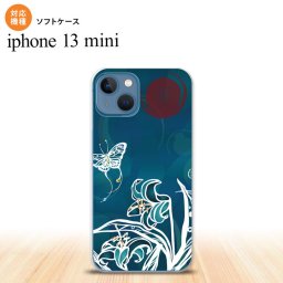 iPhone13mini iPhone13 mini ケース ソフトケース 蝶と花 青緑 iPhone ミニ 5.4インチ  おしゃれ かわいい メンズ レディース キッズ デザインたくさん nk-i13m-tp1544