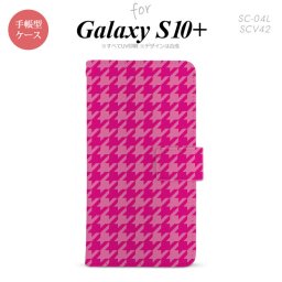 SC-04L SCV42 Galaxy S10+ 手帳型スマホケース カバー 千鳥 格子 大 ピンク nk-004s-s10p-dr916