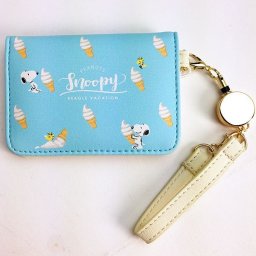 SNOOPY スヌーピー リール付きオープンパスケース ソフトクリーム 定期入れ グッズ (MCOR)