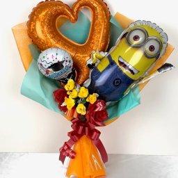 キャラクターバルーンバンチ（ミニオンズ）送料無料 卒業　卒業式　お誕生日　発表会　結婚式　退職