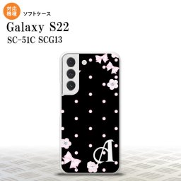 SC-51C SCG13 Galaxy S22 スマホケース 背面ケースソフトケース 花柄 ドット リボン 黒 +アルファベット メンズ レディース nk-s22-tp352i