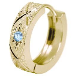 フープピアス 10k メンズ 片耳用 ピアス フープ 男性 中折れ式 10金 ブルートパーズ 11月誕生石 小さめ 父の日 2024