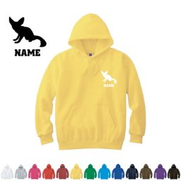 フェネック/名入れフーデッドパーカー 左胸ワンポイント  オリジナル セミオーダーメイド 名入れ 部活 サークル 卒団記念品 チームウェア フェネックギツネ お揃い 記念 クラブ【cf_mlh】