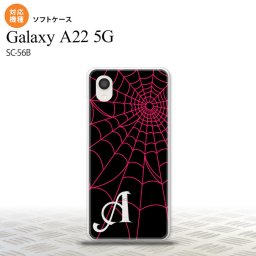 SC-56B Galaxy A22 スマホケース ソフトケース 蜘蛛 巣 A ピンク +アルファベット メンズ レディース nk-a22-tp935i