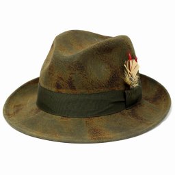 ガリアーノソルバッティ ハット フェルトハット メンズ 帽子 中折れハット 紳士 GALLIANO SORBATTI 秋 冬 ヨーロッパ ブランド 中折れ帽 焦がし加工 カーキ系 リボンベルト 帽子通販 ギフト クリスマス プレゼント ラッピング 敬老の日