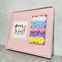 お花の形の石けん ルアナハンドソープ15輪 簡易スタンド付き ありがとうメッセージ 感謝 プレゼントギフト 可愛い贈り物 記念日 おしゃれ かわいい インテリア