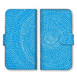 ＼全機種対応／ スマホケース 手帳型 スマホカバー 手帳タイプ スマートフォン ケース カバー ドット 点描 サークル ブルー かわいい おしゃれ かっこいい カードホルダー付き カード収納 合皮 合成レザー