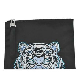 ケンゾー KENZO バッグ FA65PM322F20 99E CANVAS KAMPUS TIGER POUCH キャンバス カンプス タイガー ポーチ ストラップ付 クラッチバッグ BLACK ブラック＋ライトブルー＋ブルーグリーン系マルチ