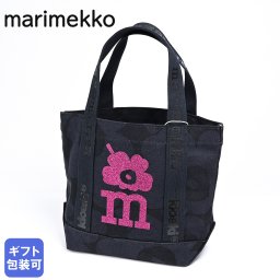 マリメッコ marimekko トートバッグ Carrier Mini Unikko キャリア ミニ ウニッコ レディース ブラック×ショッキングピンク 92481 992 北欧雑貨 北欧デザイン 送別会 誕生日 お中元 結婚祝い 結婚式 高級 彼女 娘 妻 女性 母の日 即日発送 ホワイトデー