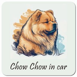 イラスト付 Dog in Car チャウチャウ Aタイプ カーサイン 車 マグネットステッカー 犬 マグネット 強力 13x13cm 正方形 おしゃれ かわいい ドラレコステッカー 安全対策 危険運転 煽り運転 アニマル 動物 犬種別 屋外 防水 屋内