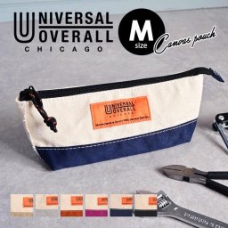 ポーチ ロゴ UNIVERSAL OVERALL UOポーチ(M) ペンケース 筆箱 メンズ レディース シンプル キャンバス かっこいい ロゴデザイン カジュル ユニバーサルオーバーオール ネーム オレンジ 学生 学校 海外ブランド 男 女 ユニセックス 黒 布 ファスナー