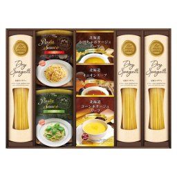 夏の贈り物お中元 ル･トア･ド･パリ監修 あえるパスタソースバラエティ スパゲティ（130g）×3、ル･トア･ド･パリ監修あえるパスタソース（ジェノベーゼ･ペペロンチーノ（各100g））･北海道スープ（コーンポタージュ･かぼちゃポタージュ（各16.5g））･オニオン（7g