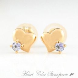 18金 ハート ピアス レディース タンザナイト ハートピアス K18 ピンクゴールドk18 カラーストーン 18k スタッドピアス　12月誕生石 クリスマス