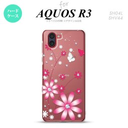 SH-04L SHV44 R3 AQUOS R3 スマホケース カバー 花柄 ガーベラ 透明 ピンク nk-r3-073