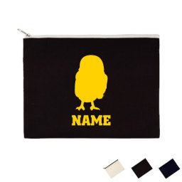 「フクロウ」名入れフラットポーチLサイズ/小物入れ メンズ レディース 母の日のプレゼント 卒部祝い 父の日プレゼント オリジナル お揃い オーダーメイドアイテム 梟、森の物知り博士、森の哲学者、森の忍者、owl ピクトグラム