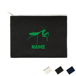 「カマキリ」名入れフラットポーチLサイズ/小物入れ メンズ レディース 母の日のプレゼント 卒部祝い 父の日プレゼント オリジナル お揃い オーダーメイド部活  お名前 昆虫 習い事 サークル    文化部【flpl】大会 景品 参加賞 ピクトグラム
