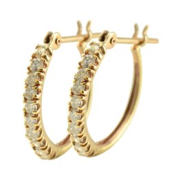 ピアス レディース フープピアス ダイヤモンド イエローゴールドk18 ダイヤモンドピアス ゴールド k18 10石 フープ 18k 18金 天然石 ダイヤ