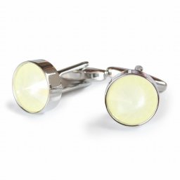 鎌倉カフス工房 パウダーイエロースワロフスキー ラウンドカフスボタン・カフリンクス メンズ  cc021-b-30 結婚式 旦那 プレゼント ギフト 彼氏 父の日 誕生日プレゼント