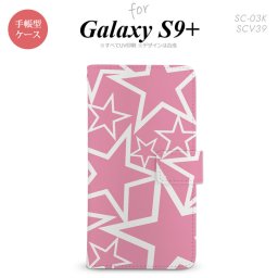 Galaxy S9+ SC-03K SCV39 手帳型 スマホケース ギャラクシー 星 ピンク×白【ギャラクシー S9プラス,Galaxy,S9+,SC-03K,SCV39,docomo,ドコモ,メール便 送料無料】