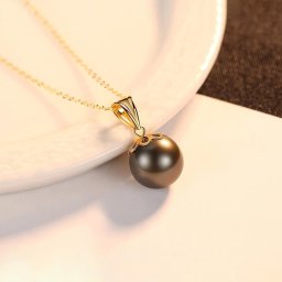 ネックレス 淡水パール ブラック 18K イエローゴールド ピンクゴールド 小豆 アズキチェーン 引き輪 大粒 一粒 揺れる ゆれる エレガント きれいめ 40cm+4cm n18014
