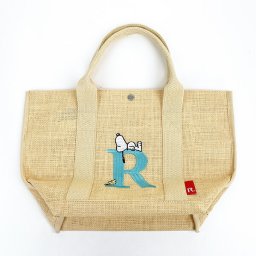 スヌーピー ジュートイニシャルトートバッグ〈R〉 ベージュ 天然素材 SNOOPY　
