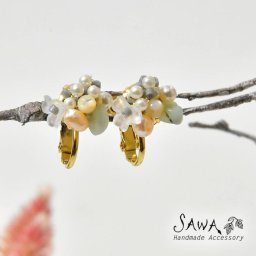 【SAWA サワ】粒パーツ ピアス / イヤリング (p-69)ハンドメイド 作家 アクセサリー レディース ナチュラル 天然石 淡水パール ビーズ 両耳 大人可愛い かわいい きれいめ 上品 おしゃれ コーデ 30代 40代 50代 ナチュラン 母の日