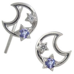 月 星 タンザナイト ピアス 10金 キャッチ不要